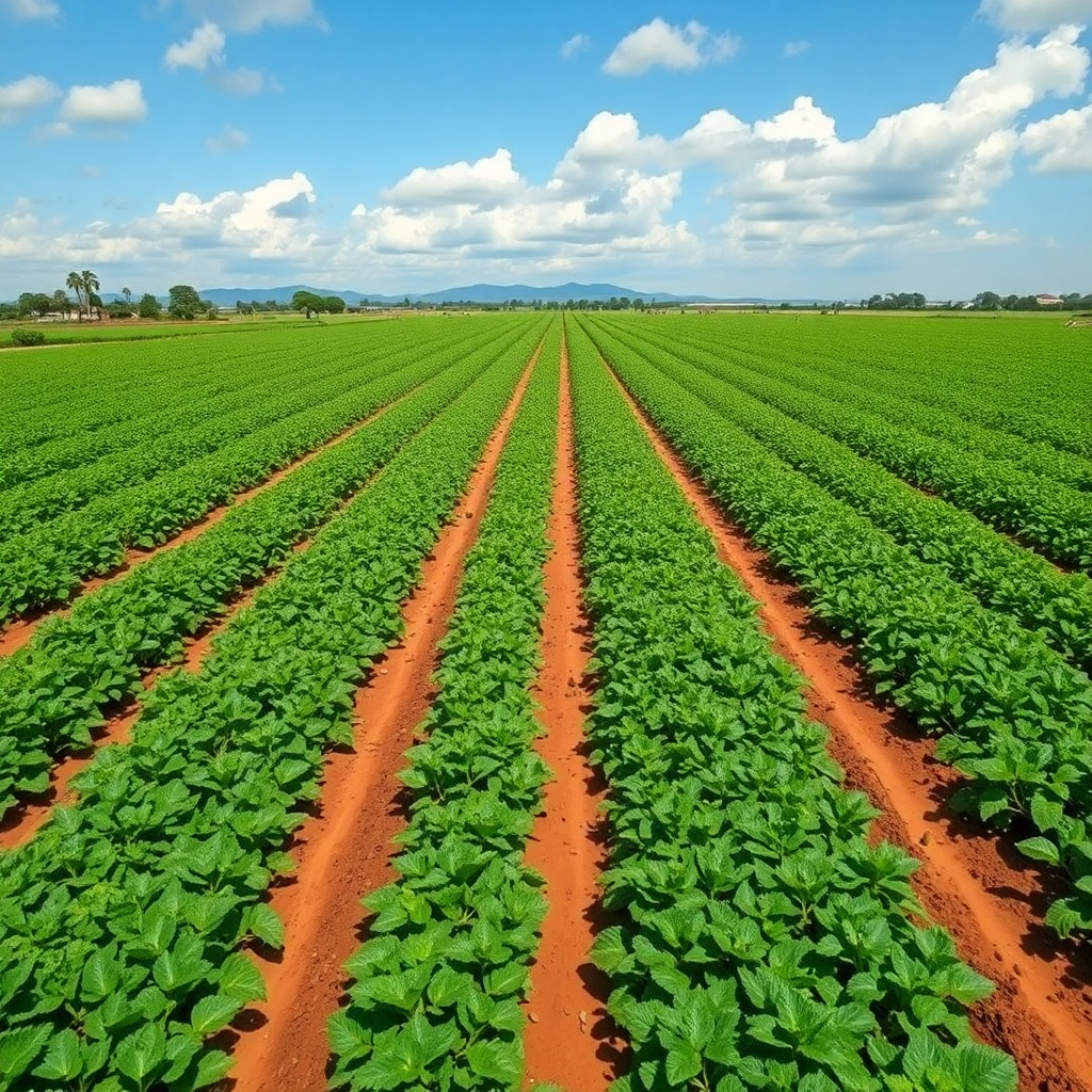 Modern agricultural farm in Africa, sustainable farming, green technology